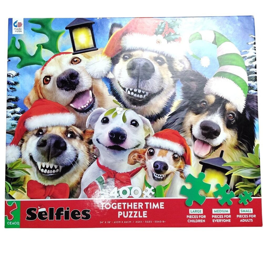 Ceaco Selfies Christmas Dogs 400 Pieces Together Time Puzzle For Families